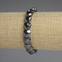 Armband aus facettierten Hämatit-Herzen, 10 × 10 mm, Länge ca. 18 cm, Stretch