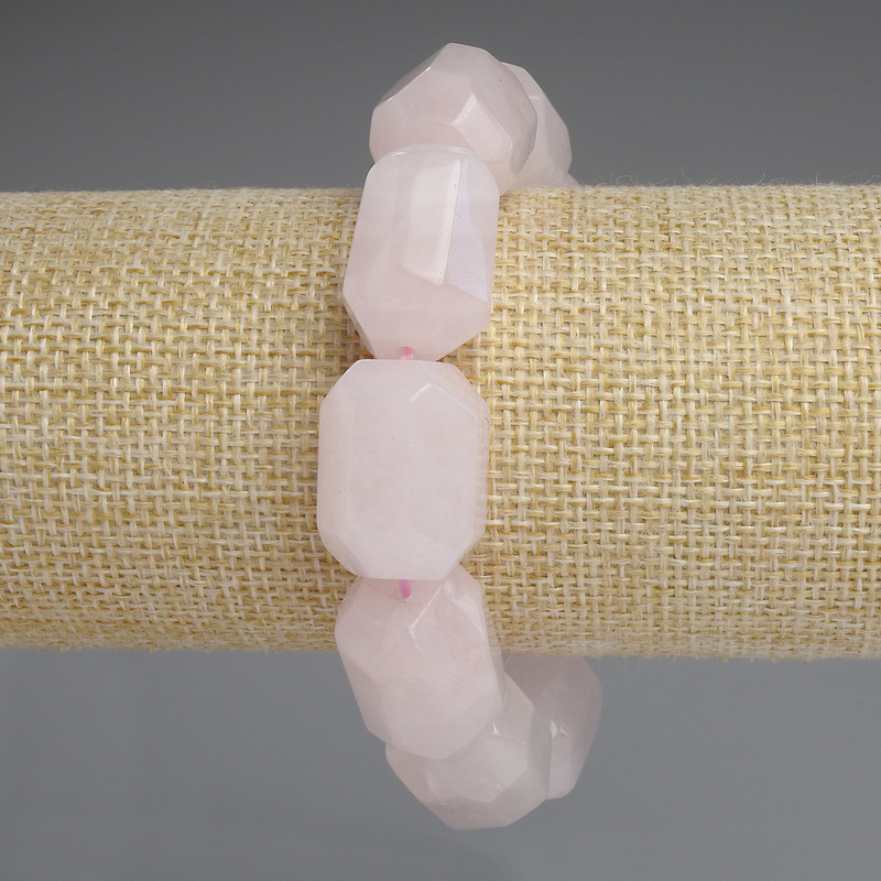 Armband Rosenquarz facettiert 20×15 mm ±, Länge ca. 18 cm ±, elastisch