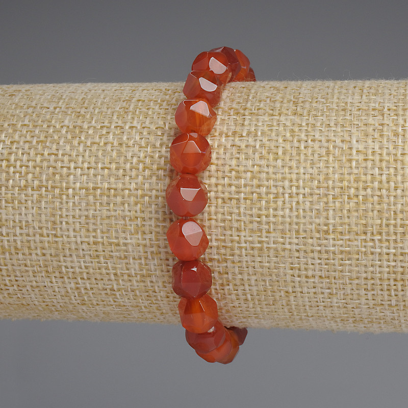 Karneol-Armband mit Facetten, Durchmesser 8×7 mm, Länge 18 cm, Stretcharmband