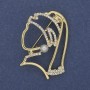 Brosche «Mädchen mit dem Perlenohrring» – weiße Strasssteine, goldfarbenes Metall 39×29 mm+