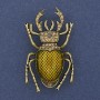Brosche Skarabäus – gelbe Emaille, gelbe Strasssteine, goldfarbenes Metall, 27×46 mm+