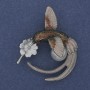 Brosche Kolibri grün-silberne Emaille Perle silberfarbenes Metall 35×43 mm +