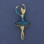 Brosche-Anhänger Ballerina, blaue Emaille, goldfarbenes Metall, 25×57 mm+