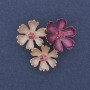 Brosche mit Anhänger, rosa und lila Emaille, rosa Strasssteine, silberfarbenes Metall, 31×34 mm