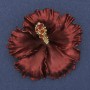 Brosche-Anhänger Petunie-Blüte burgunderrote matte Emaille, rote Strasssteine, goldfarbenes Metall 51×51 mm