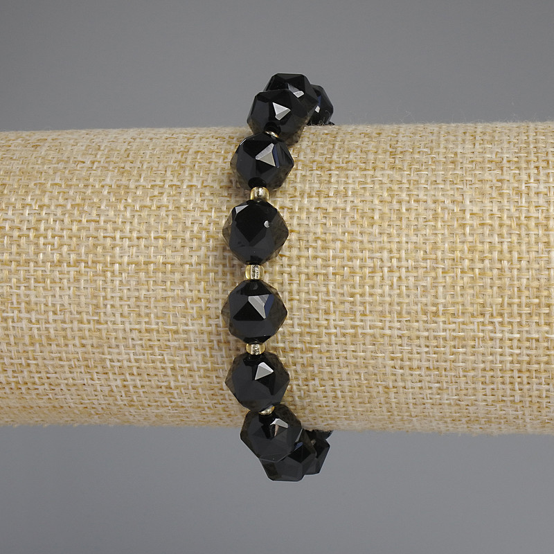 Turmalin-Armband mit facettierten Steinen, Durchmesser ca. 10×9 mm, Rocailles 3 mm, Länge 18 cm ±