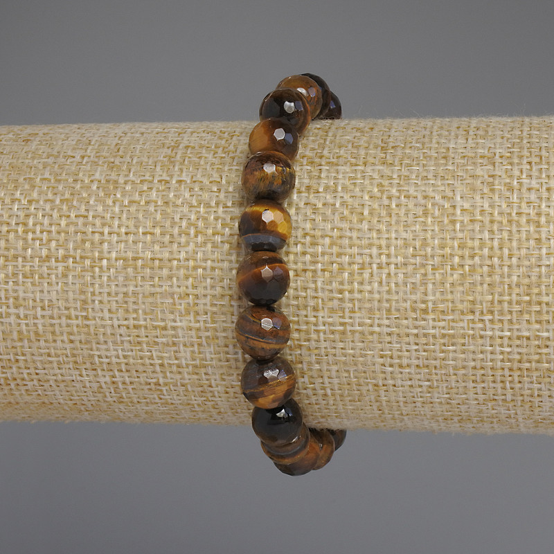 Armband aus Tigerauge, facettierte Kugeln, Ø ca. 8 mm, Länge ca. 18 cm, Stretch