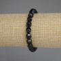 Armband aus schwarzem Onyx, facettiert, Durchmesser ca. 8×7 mm, Länge ca. 18 mm, Stretchband