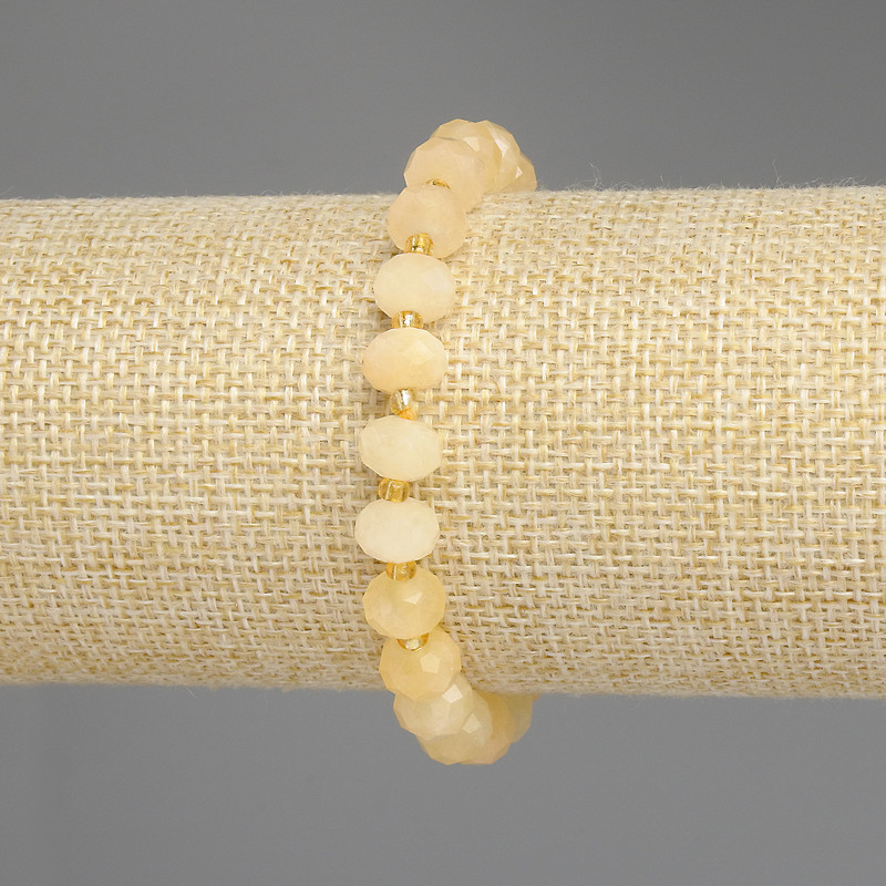 Armband aus Citrin – facettierte Rondellen, ca. 8×5 mm, Seedperlen 3 mm, Länge ca. 18 cm, elastisches Band
