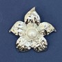 Brosche/Anhänger – Blume Perle, silberfarbenes Metall, 45 mm+