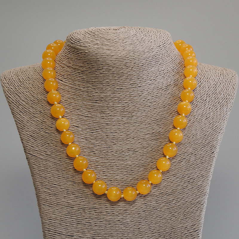 Katzenaugen-Halskette orange, glatte Kugeln, Durchmesser ca. 12 mm, Länge ca. 50 cm, Verlängerungskette ca. 5 cm