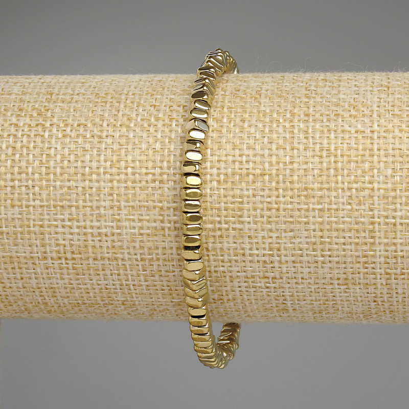 Armband Hämatit goldfarben, quadratische Rondellen 4×2 mm, Länge ca. 18 cm, Stretcharmband