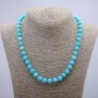 Halskette aus natürlichem Larimar, glatte Kugeln, Durchmesser ca. 8 mm, Länge ca. 46 cm