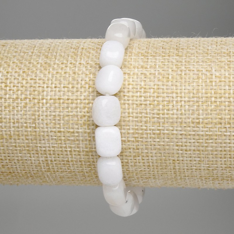 Armband aus weißem Quarz, facettierte Perlen, Durchmesser 8–10×7 mm ±, Länge 18 cm ±, elastisches Armband