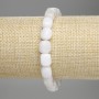 Armband aus weißem Quarz, facettierte Perlen, Durchmesser 8–10×7 mm ±, Länge 18 cm ±, elastisches Armband