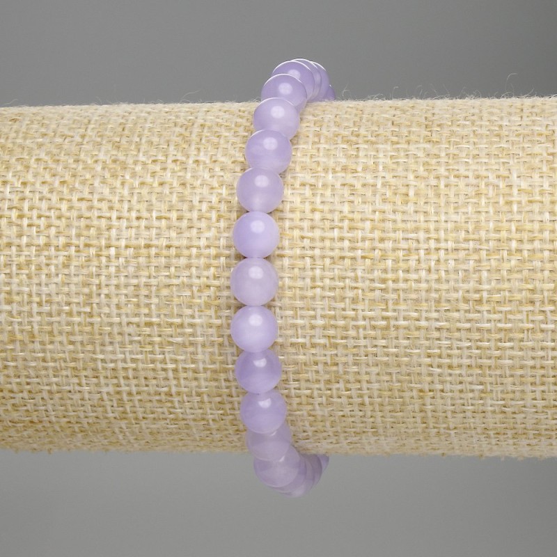 Armband aus Lavendel-Amethyst, glatte Kugel, Durchmesser 6 mm, Länge ca. 18 cm, Stretcharmband
