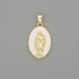 Anhänger Mutter Gottes – Emaille, goldfarbenes Metall, Durchmesser 29×18 mm+