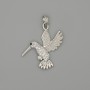 Anhänger Kolibri, silberfarbenes Metall, weiße Strasssteine, Durchmesser 29×21 mm+