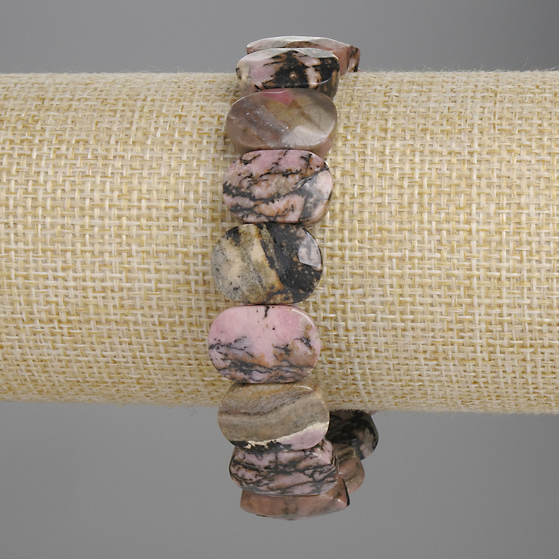 Armband Rhodonit, facettierte Glieder 15×10 mm, Länge ca. 18 cm, Elastikarmband