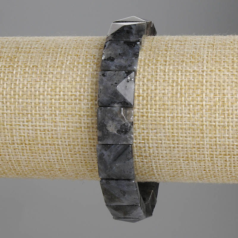 Armband aus Labradorit, facettierte Glieder 12×12 mm, Länge ca. 18 cm, Stretcharmband