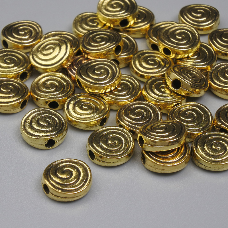 Einlagenperle in Goldfarbe, Durchmesser 8 mm, Lochdurchmesser ca. 1,6 mm, Verpackung 20 g (~33 Stück)