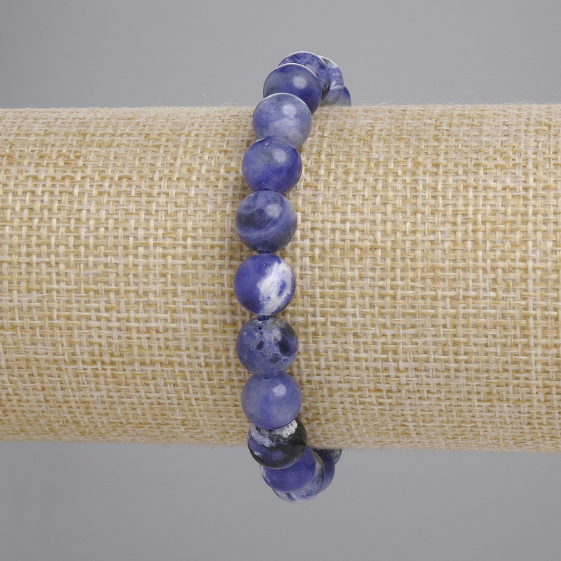 Sodalit-Armband, glatte Kugeln, Durchmesser ca. 8 mm, Länge ca. 18 cm, elastisch