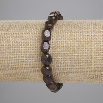 Armband aus Bronzit, facettiert, Durchmesser 7–12 × 7–8 mm, Länge ca. 18 cm, elastisch