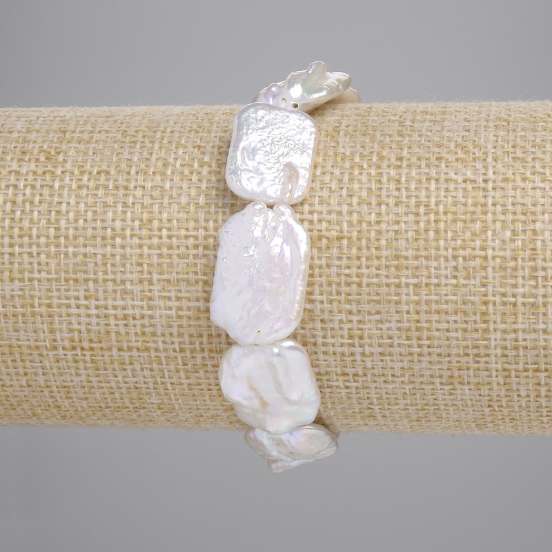 Armband aus Barockperlen mit petrolfarbener Schimmer, Durchmesser ca. 18–21 × 13–14 mm, Länge ca. 18 cm (Elastisch)