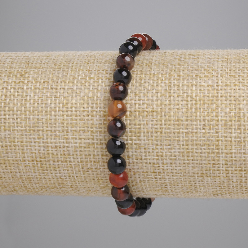 Armband aus Achat, glatte Kugeln, Durchmesser 6 mm ±, Länge ca. 18 cm ± Stretcharmband