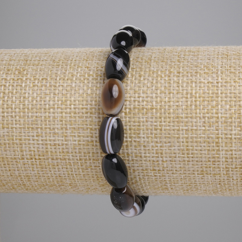 Armband aus Achatkörnern, Maße 12×8 mm, Länge ca. 18 cm, Stretch