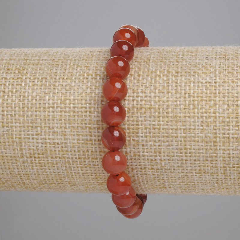 Karneol-Armband mit glatten Kugeln, Durchmesser ca. 8 mm, Länge ca. 18 cm, elastisch