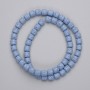 Perlen aus blauem Lavastein, zylindrisch, Durchmesser 6×6 mm ± auf Schnur, Länge 38 cm+