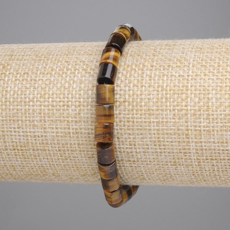 Armband aus Tigerauge, zylindrische Perlen, Durchmesser 6×6 mm ± (Elastik), Länge 18 cm+