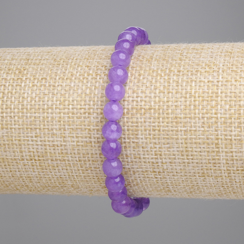 Armband aus Amethyst, glatte Kugeln, Durchmesser ca. 6 mm, Länge ca. 18 cm, Stretch
