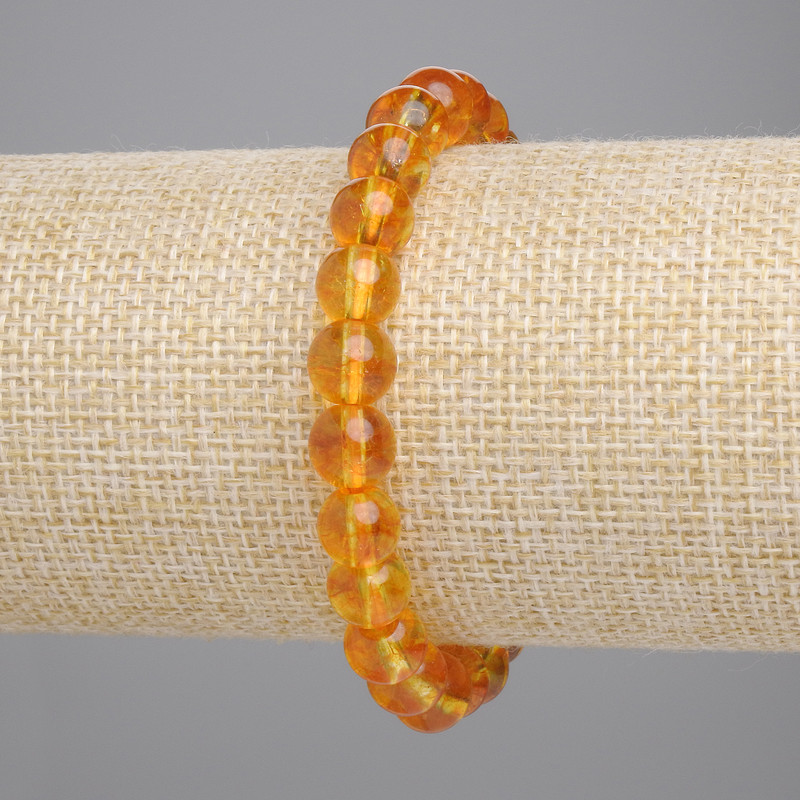 Armband Citrin – glatte Kugeln, Durchmesser 8 mm, Länge ca. 18 cm, elastisch