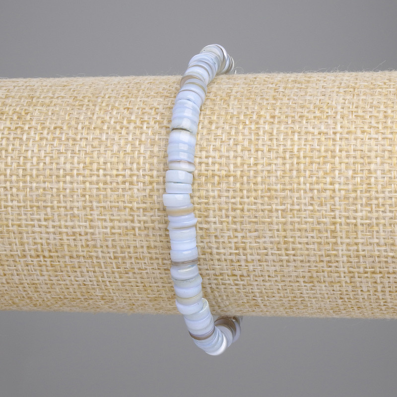 Armband aus Muschel Skafarka Rondell, Durchmesser 5×2 mm, Länge ca. 18 cm, elastisch