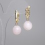 Ohrringe aus madagassischem Rosenquarz, glatte Kugel 14 mm+-, Länge 34 mm+-