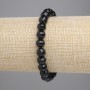 Achat-Armband (Einzelstück) – schwarzes tschechisches Glas, facettierte Glasperlen 8 mm, Länge 18 cm, Stretch