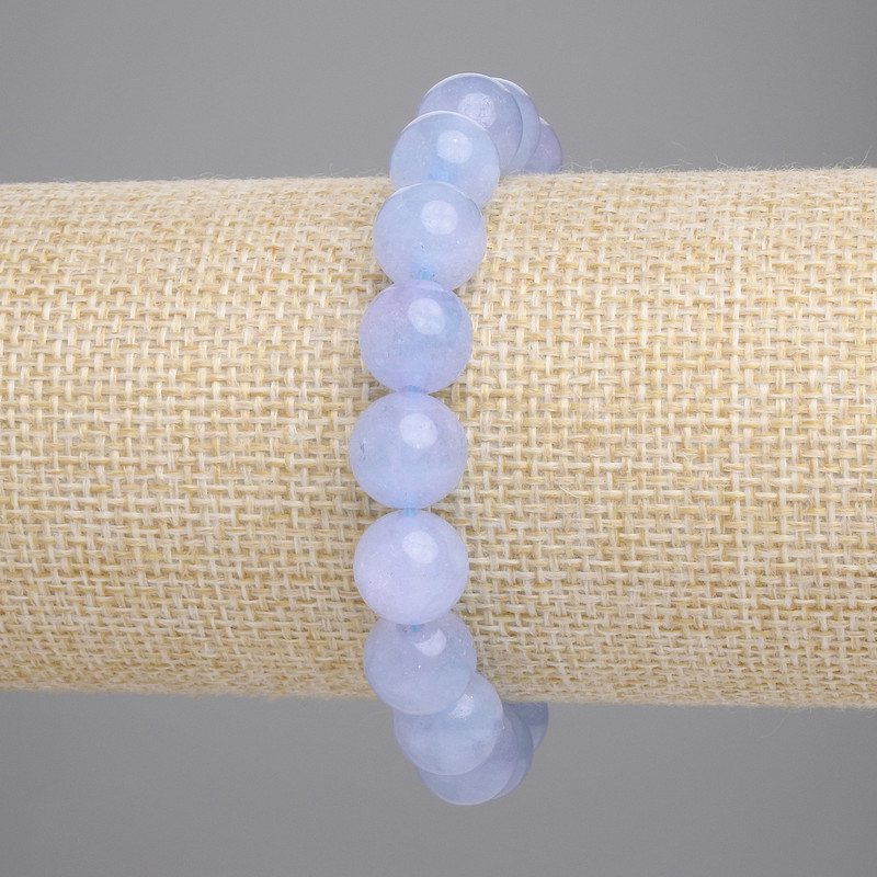 Aquamarin-Armband, glatte Kugeln, Durchmesser ca. 10,5 mm, Länge ca. 18 cm, Stretcharmband