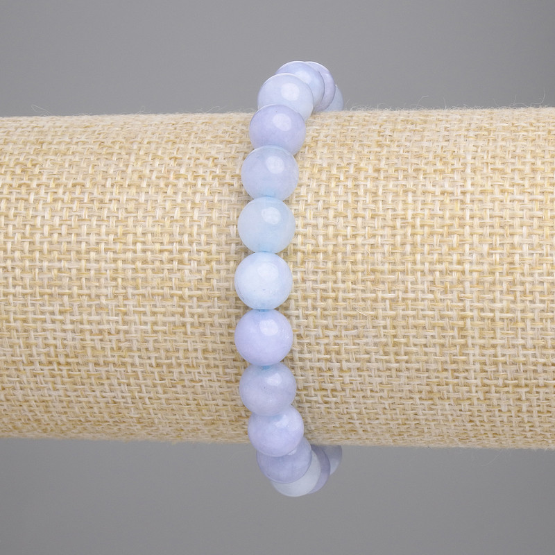 Aquamarin-Armband mit glatten Kugeln, Durchmesser ca. 8 mm, Länge ca. 18 cm, Stretch