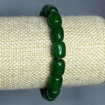 Armband aus Chrysopras in Barillo-Form, Durchmesser 10 × 8 mm, Länge ca. 18 cm, Elastikarmband