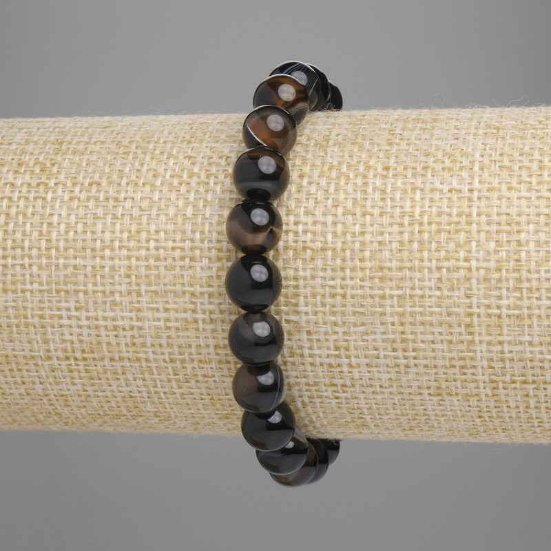 Achat-Armband, glatte Kugeln, Durchmesser ca. 8 mm, Länge ca. 18 cm, elastisch