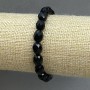 Achat-Armband (Einzelstück) Facettierte tschechische Glas-Körnerperlen, Durchmesser ca. 9,5 × 8 mm, Länge ca. 18 cm – Stretch