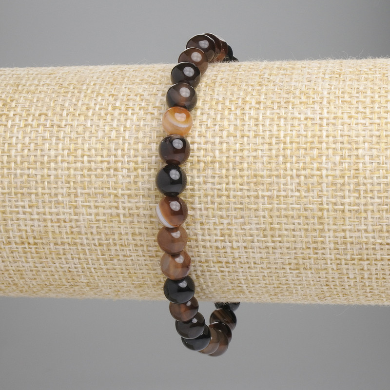 Armband aus Achat, glatte Kugeln, Durchmesser ca. 6 mm, Elastikband, Länge ca. 18 cm