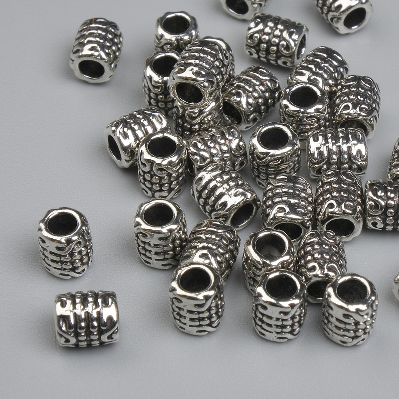 Silberfarbene Perle-Einlage, Durchmesser 6 × 5 mm, Lochdurchmesser ca. 2,8 mm, Verpackung ca. 33 Stück