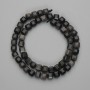 Perlen aus silberglänzendem Obsidian, facettierte Würfel 7×7 mm, Länge ca. 37 cm – auf einer Schnur