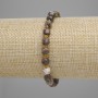 Armband aus Landschaftsjaspis, facettierter Würfel 6×6 mm, Glasperlen 3 mm, Länge ca. 18 cm, Stretchband