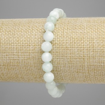 Angelit-Armband, glatte Kugeln 8 mm, Länge ca. 18 cm, elastische Schnur