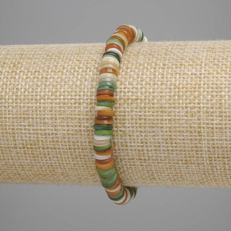 Armband aus Skafarka-Muschel, Rondell-Durchmesser ca. 6×1,5 mm, Länge ca. 18 cm, elastisch