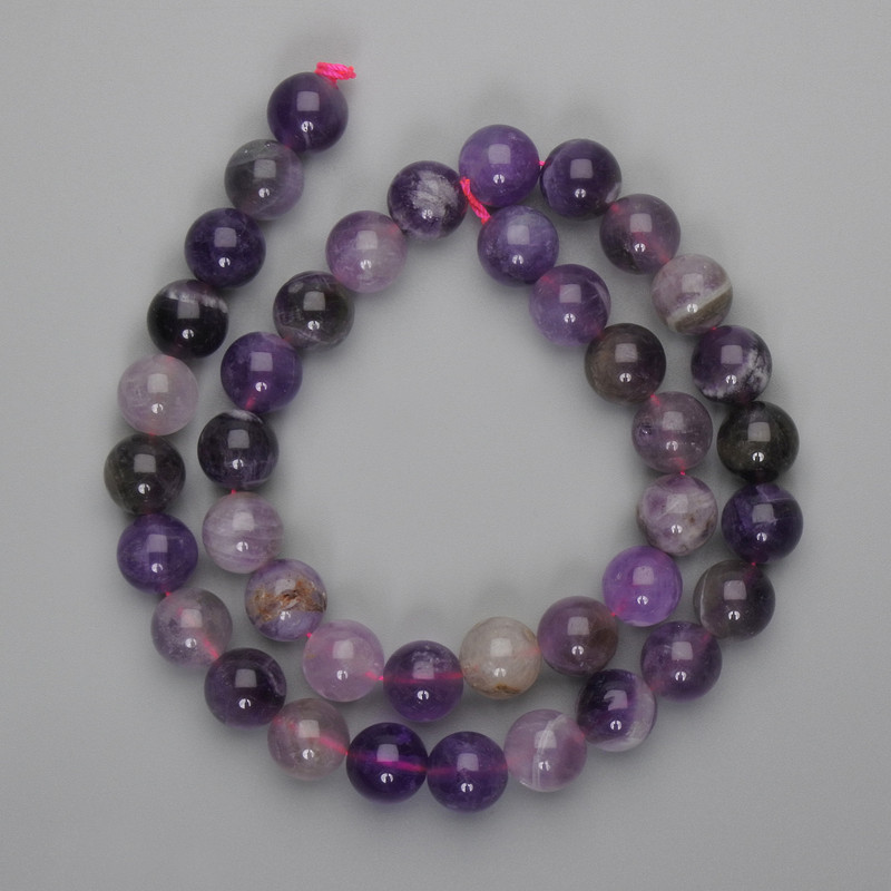 Amethyst-Perlen, glatte Kugeln 10 mm, Länge ca. 39 cm